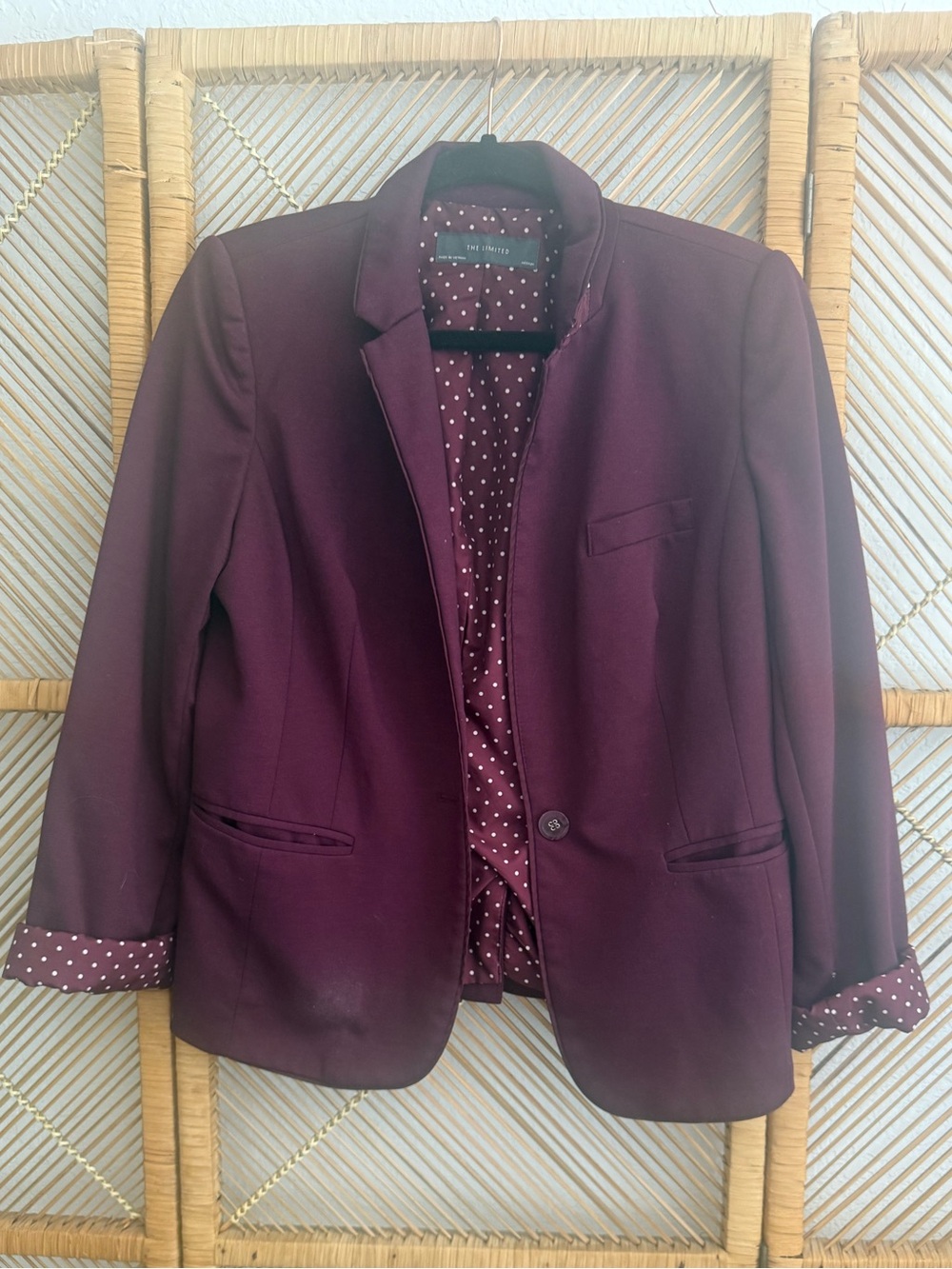 The Limited Maroon Blazer with Polka Dot Lining